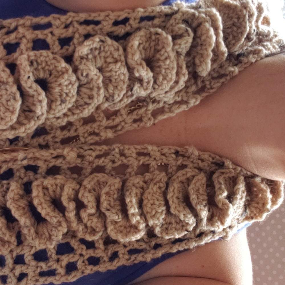 New handmade Crochet Tan Ruffle Scarf